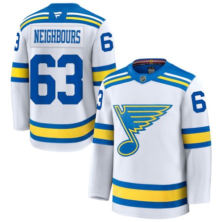 Men's St. Louis Blues #63 Jake Neighbours White Away Premium Jersey
