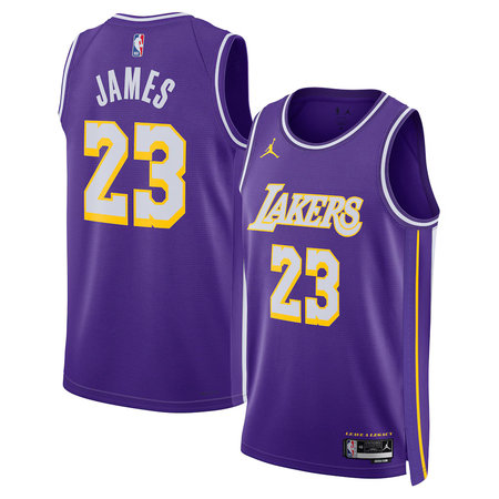 Men's Los Angeles Lakers #23 LeBron James Purple Statement Edition Swingman Jersey