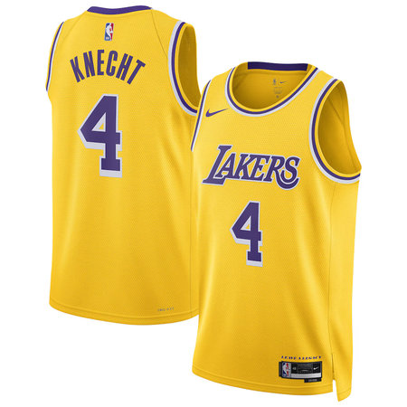 Men's Los Angeles Lakers #4 Dalton Knecht Gold Swingman Jersey