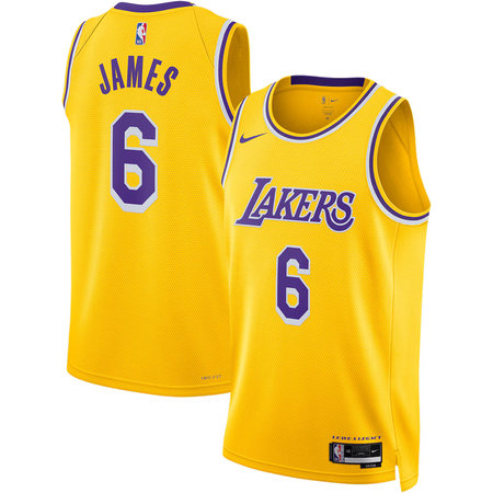 Men's Los Angeles Lakers #6 LeBron James Gold Icon Edition Swingman Jersey