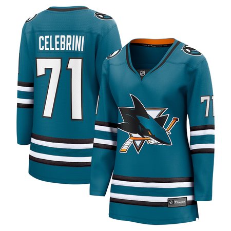 Women's San Jose Sharks #71 Macklin Celebrini Teal Home Jersey