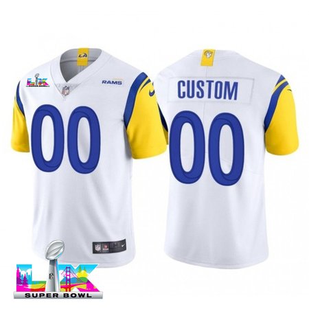 Youth Los Angeles Rams Custom White Super Bowl LX Vapor Limited Stitched Jersey