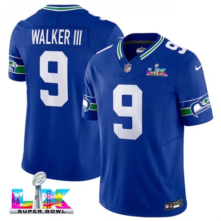 Youth Seattle Seahawks #9 Kenneth Walker III Royal Super Bowl LX F.U.S.E. Vapor Limited Stitched Football Jersey