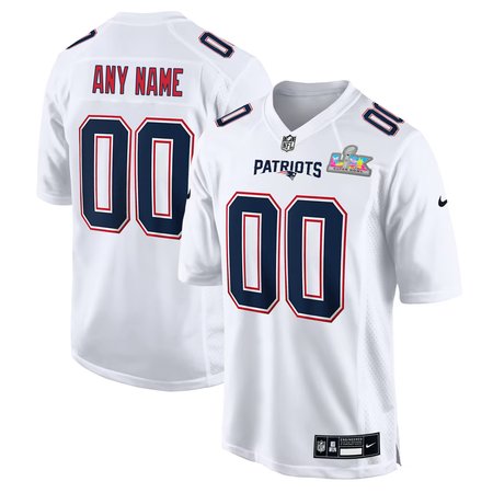 Men's New England Patriots Custom White Super Bowl LX Patch Tundra Fashion Game Jersey