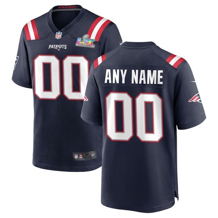 Youth New England Patriots Custom Navy Super Bowl LX Patch Game Jersey