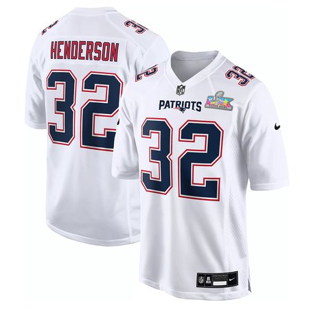 Men's New England Patriots #32 TreVeyon Henderson White Super Bowl LX Patch Tundra Fashion Game Jersey