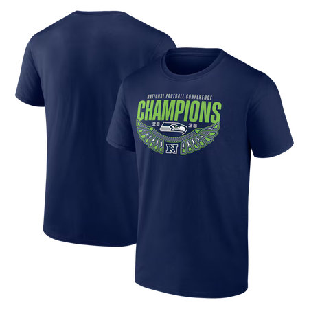 Men's Seattle Seahawks College Navy 2025 NFC Champions Hometown T-Shirt