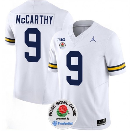 Men's Michigan Wolverines #9 J.J. McCarthy 2023 F.U.S.E. White Rose Bowl Patch Stitched Jersey Men's Michigan Wolverines #9 J.J. McCarthy 2023 F.U.S.E. White Rose Bowl Patch Stitched Jersey