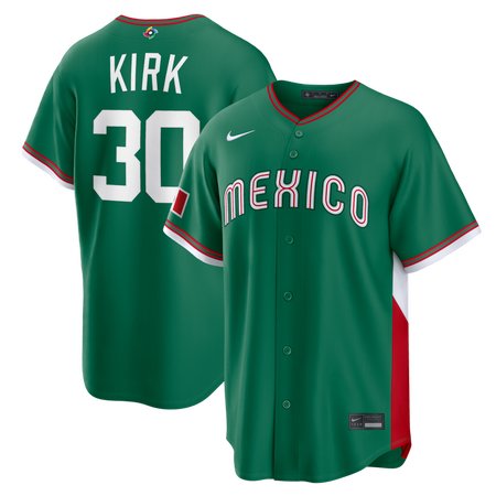Men's Mexico Baseball #30 Alejandro Kirk Green 2026 World Baseball Classic Road Stadium Jersey