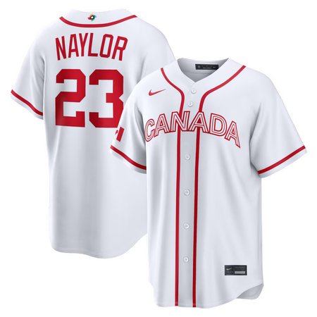 Men's Canada Baseball #23 Bo Naylor White 2026 World Baseball Classic Home Stadium Jersey
