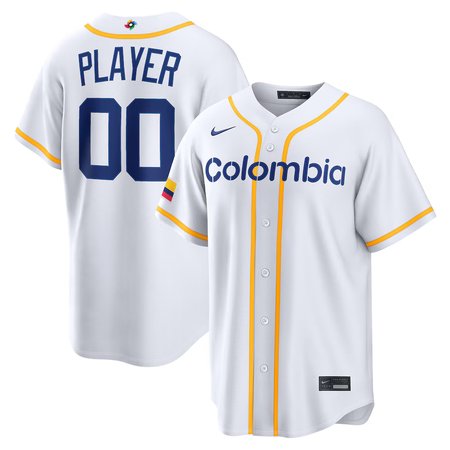 Men's Colombia Baseball Custom White 2026 World Baseball Classic Home Jersey