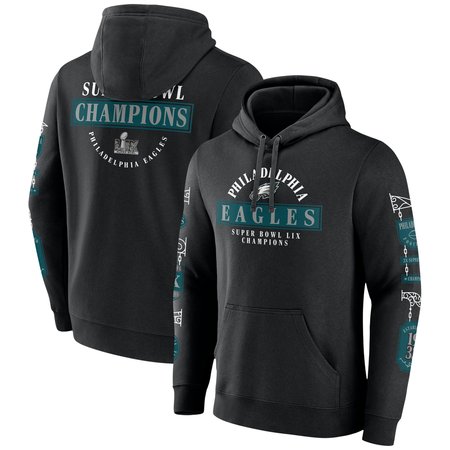 Men's Philadelphia Eagles Black Super Bowl LIX Champions Pullover Hoodie Men's Philadelphia Eagles Black Super Bowl LIX Champions Pullover Hoodie