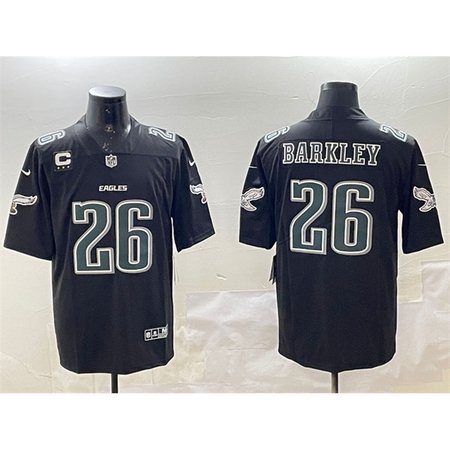 Men's Philadelphia Eagles #26 Saquon Barkley Black Fashion With 3-star C Patch Vapor Untouchable Limited Stitched Football Jersey Men's Philadelphia Eagles #26 Saquon Barkley Black Fashion With 3-star C Patch Vapor Untouchable Limited Stitched Football Jersey