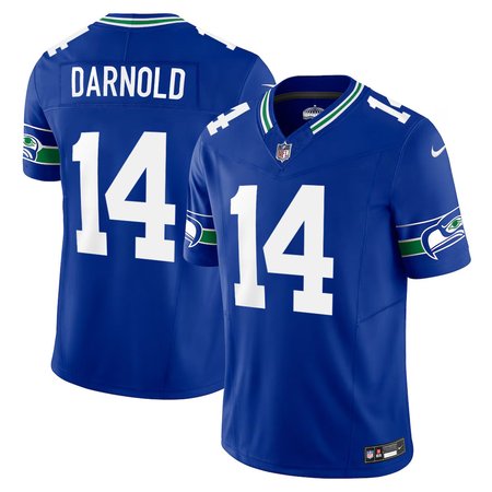 Men's Seattle Seahawks #14 Sam Darnold Royal 2024 F.U.S.E Vapor Limited Stitched Football Jersey