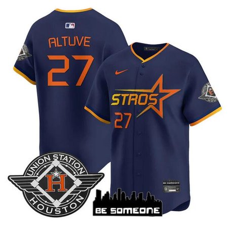 Youth Houston Astros #27 Jose Altuve Navy 2025 City Connect Limited Stitched Baseball Jersey