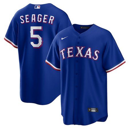 Men's Texas Rangers #5 Corey Seager Royal With Patch Cool Base Stitched MLB Jersey