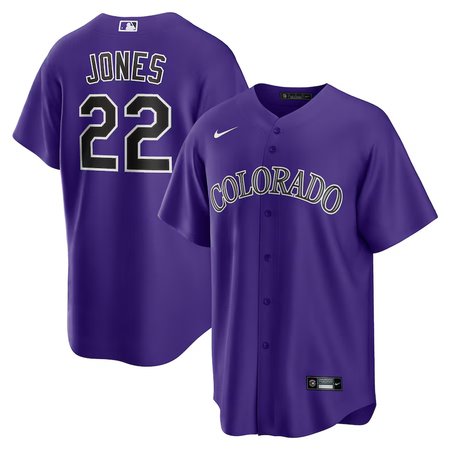 Men's Colorado Rockies #22 Nolan Jones Nike Purple Alternate Replica Jersey Men's Colorado Rockies #22 Nolan Jones Nike Purple Alternate Replica Jersey
