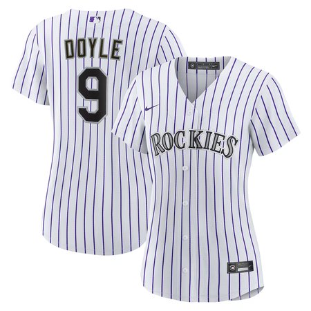 Women's Colorado Rockies #9 Brenton Doyle White Home Replica Jersey