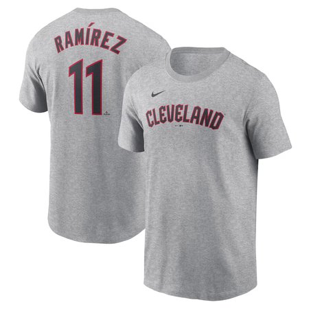 Men's Cleveland Guardians #11 Jose Ramirez Nike Gray Fuse Name & Number T-Shirt