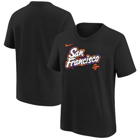 Youth San Francisco Giants Black 2025 City Connect Wordmark T-Shirt