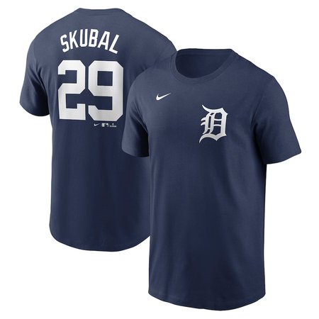 Men's Detroit Tigers #29 Tarik Skubal Navy Fuse Name & Number T-Shirt