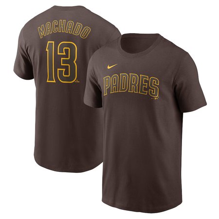Men's San Diego Padres #13 Manny Machado Nike Brown Fuse Name & Number T-Shirt