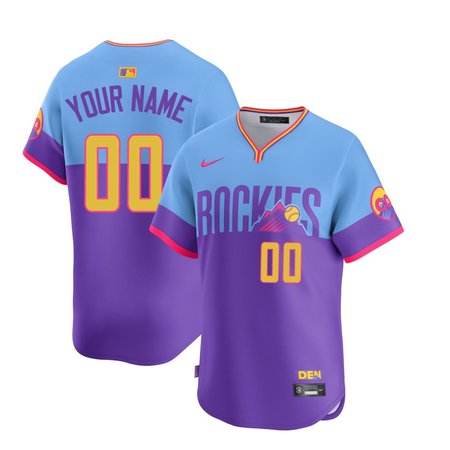 Men's Colorado Rockies Custom Purple/Light Blue 2025 City Connect Elite Player Jersey