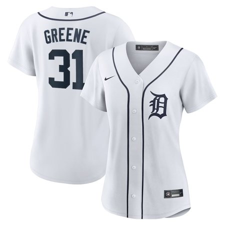 Women's Detroit Tigers #31 Riley Greene White Home Replica Player Jersey