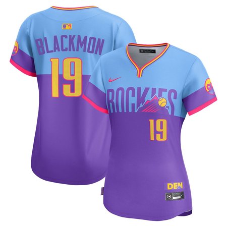 Women's Colorado Rockies #19 Charlie Blackmon Purple/Light Blue 2025 City Connect Elite Player Jersey