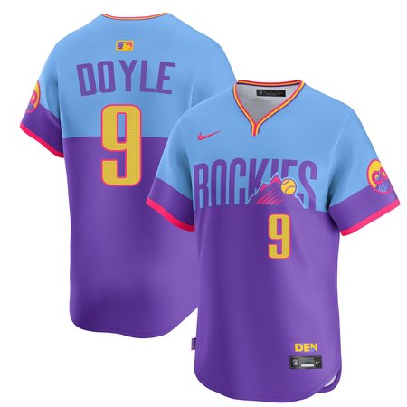 Men's Colorado Rockies #9 Brenton Doyle Nike Purple/Light Blue 2025 City Connect Elite Player Jersey Men's Colorado Rockies #9 Brenton Doyle Nike Purple/Light Blue 2025 City Connect Elite Player Jersey