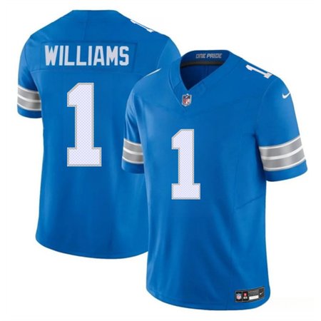 Men's Detroit Lions #1 Jameson Williams Blue 2025 F.U.S.E. Vapor Limited Stitched Jersey