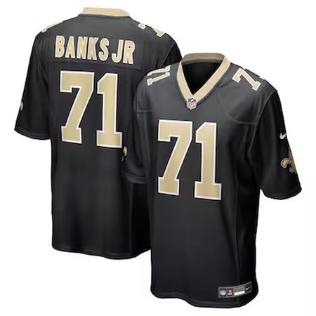 Men's New Orleans Saints #71 Kelvin Banks Jr. Nike Black 2025 NFL Draft First Round Pick Game Jersey Men's New Orleans Saints #71 Kelvin Banks Jr. Nike Black 2025 NFL Draft First Round Pick Game Jersey