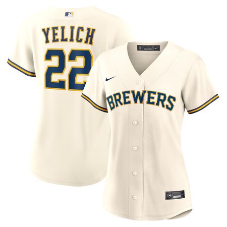 Women's Milwaukee Brewers #22 Christian Yelich Nike Cream Home Replica Player Jersey