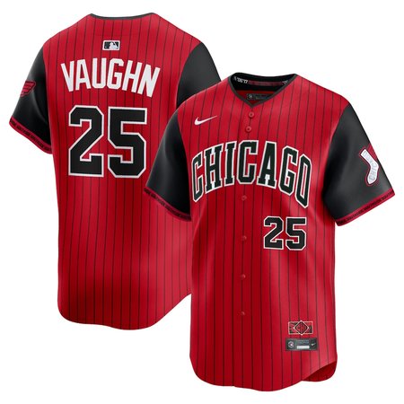 Men's Chicago White Sox #25 Andrew Vaughn Nike Red/Black 2025 City Connect Limited Player Jersey