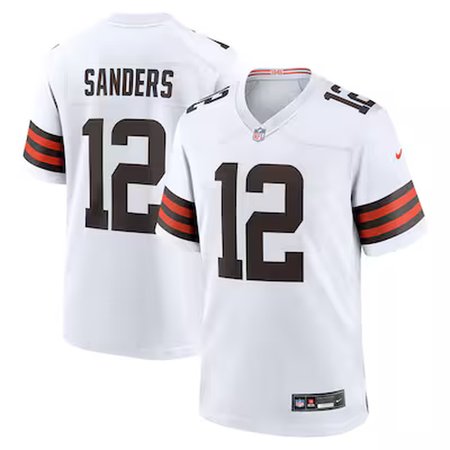 Men's Cleveland Browns #00 Shedeur Sanders Nike White 2025 NFL Draft Game Jersey