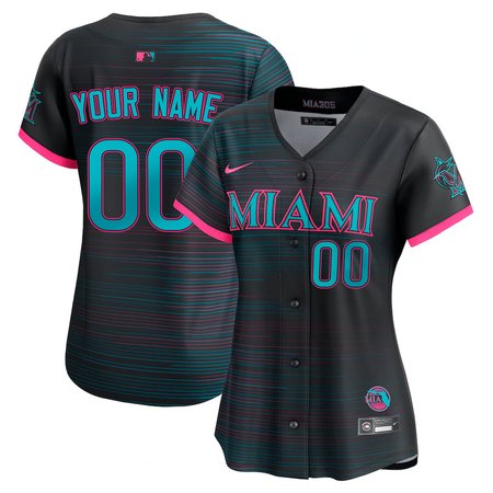 Women's Miami Marlins Custom Nike Black 2025 City Connect Limited Jersey