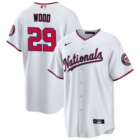 Men's Washington Nationals #29 James Wood Nike White Alternate Limited Player Jersey
