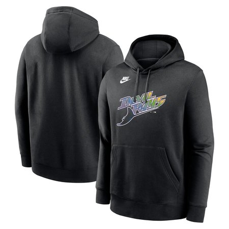 Men's Tampa Bay Rays Nike Black Cooperstown Collection Team Logo Fleece Pullover Hoodie