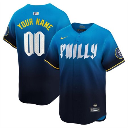 Men's Philadelphia Phillies Active Player Custom Blue 2024 City Connect Limited Stitched Jersey Men's Philadelphia Phillies Active Player Custom Blue 2024 City Connect Limited Stitched Jersey