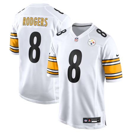 Men's Pittsburgh Steelers #8 Aaron Rodgers White Game Jersey Men's Pittsburgh Steelers #8 Aaron Rodgers White Game Jersey