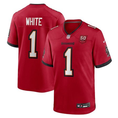 Men's Tampa Bay Buccaneers #1 Rachaad White Nike Red 50th Anniversary Game Jersey
