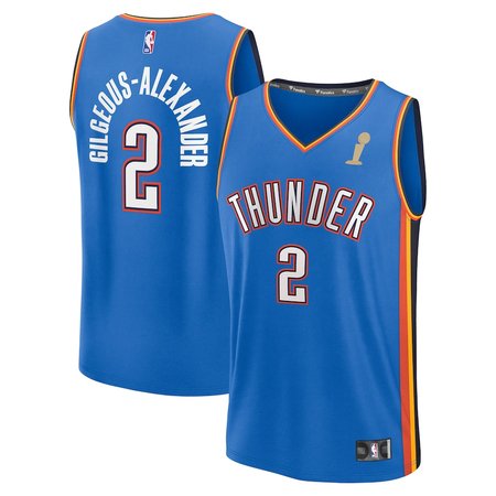 Men's Oklahoma City Thunder #2 Shai Gilgeous-Alexander Fanatics Blue 2025 NBA Finals Champions Fast Break Replica Player Icon Edition Jersey Men's Oklahoma City Thunder #2 Shai Gilgeous-Alexander Fanatics Blue 2025 NBA Finals Champions Fast Break Replica Player Icon Edition Jersey