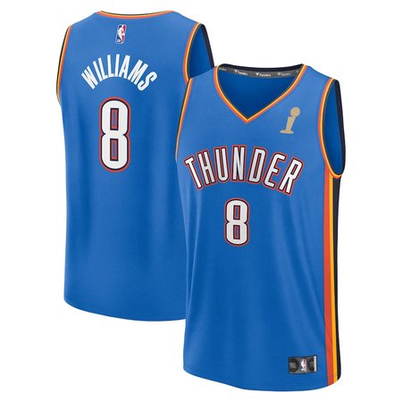 Men's Oklahoma City Thunder #8 Jalen Williams Fanatics Blue 2025 NBA Finals Champions Fast Break Replica Player Icon Edition Jersey Men's Oklahoma City Thunder #8 Jalen Williams Fanatics Blue 2025 NBA Finals Champions Fast Break Replica Player Icon Edition Jersey