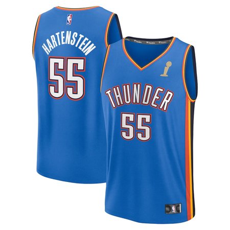Men's Oklahoma City Thunder #55 Isaiah Hartenstein Blue 2025 NBA Finals Champions Fast Break Replica Player Icon Edition Jersey