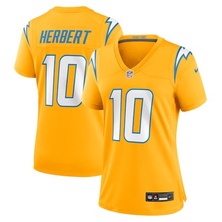 Women's Los Angeles Chargers #10 Justin Herbert Nike Gold Alternate Charger Power Game Jersey