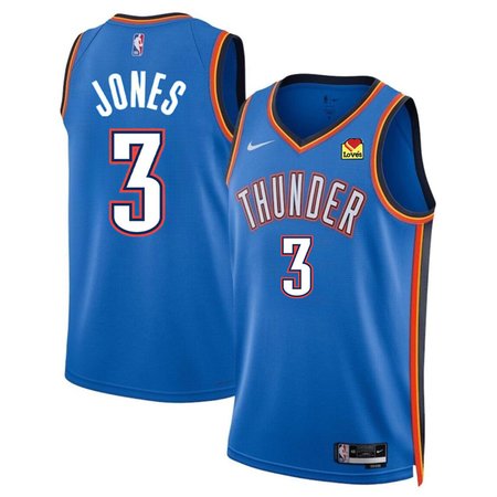 Men's Oklahoma City Thunder #3 Dillon Jones Blue 2024 Draft Icon Edition Stitched Basketball Jersey Men's Oklahoma City Thunder #3 Dillon Jones Blue 2024 Draft Icon Edition Stitched Basketball Jersey