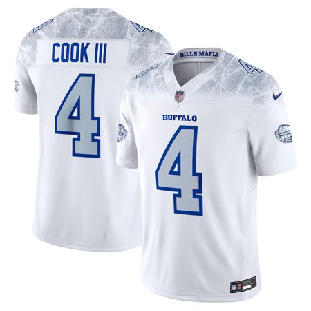 Men's Buffalo Bills #4 James Cook White Rivalries Collection F.U.S.E. Vapor Limited Stitched Jersey Men's Buffalo Bills #4 James Cook White Rivalries Collection F.U.S.E. Vapor Limited Stitched Jersey