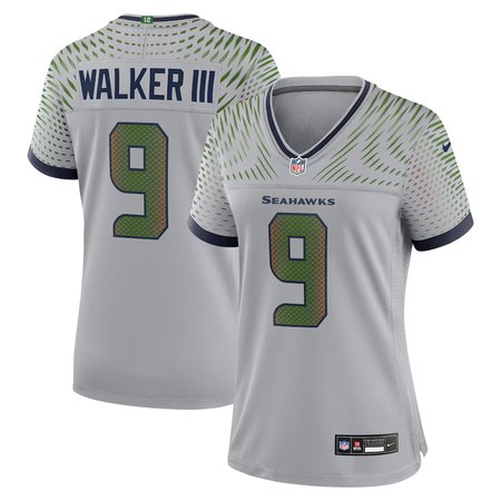 Women's Seattle Seahawks #9 Kenneth Walker III Gray Rivalries Collection Game Jersey