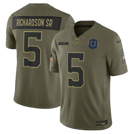 Men's Indianapolis Colts #5 Anthony Richardson Sr. Nike Olive 2025 Salute to Service Limited Jersey