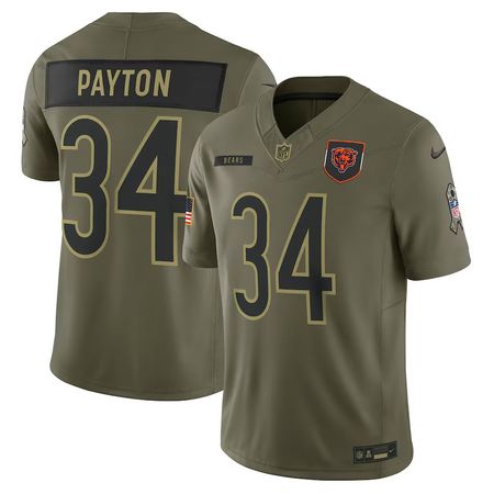 Youth Chicago Bears #34 Walter Payton Nike Olive 2025 Salute to Service Retired Limited Jersey